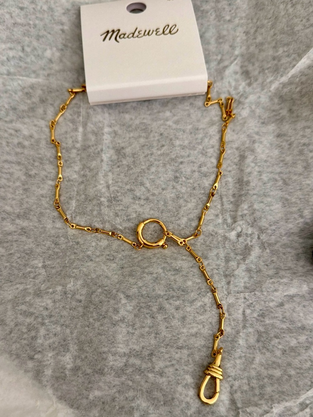 Madewell Gold Link Y-Necklace with Toggle and Clasp - NWOT